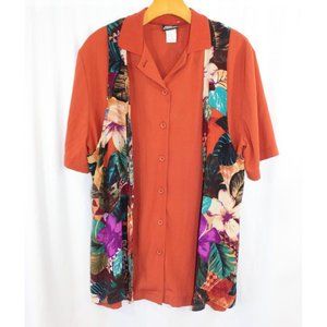 Vintage Pyke Ltd. Womens Multicolor Button Up Short Sleeve Shirt Vest M